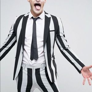 ASOS Super Skinny Blazer in Black and White Stripe